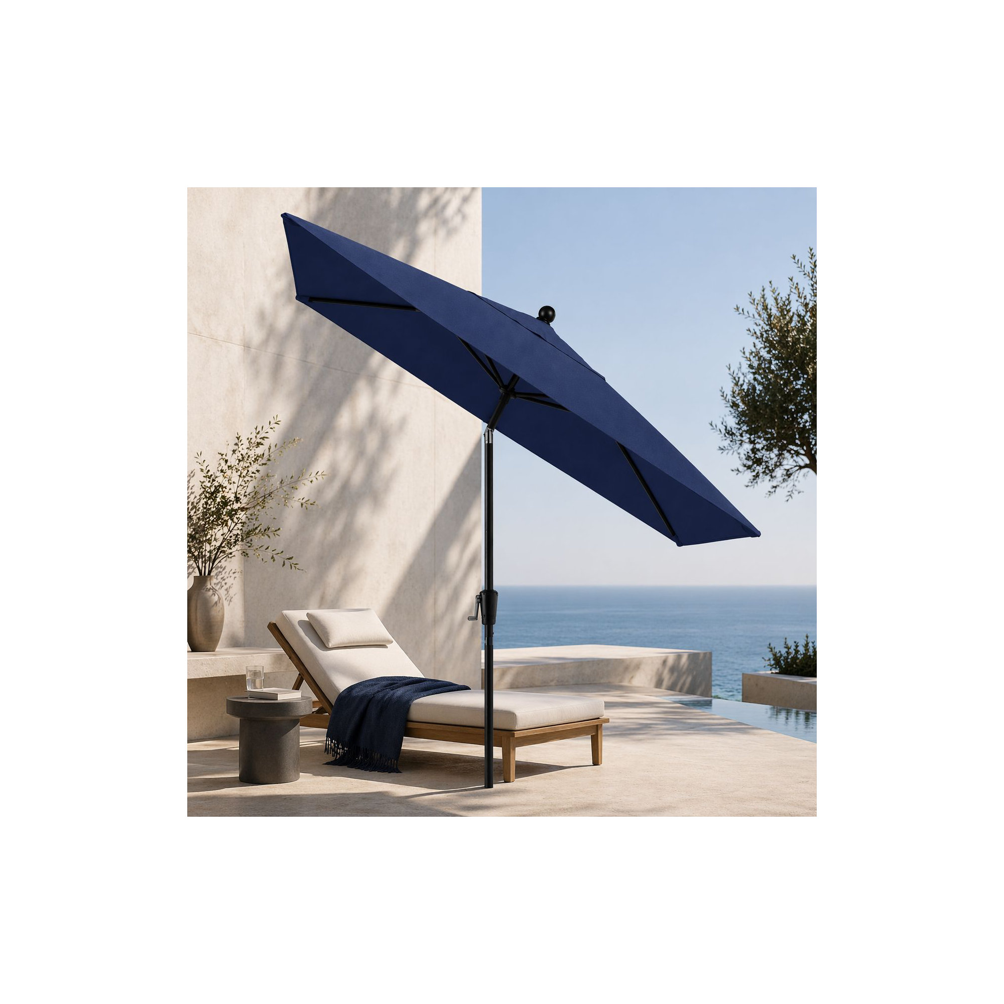 Natalie 103'' Outdoor Umbrella, Navy Sunbrella®, Starring Gray