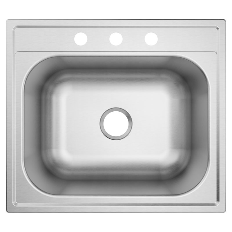 1800 Series Stainless Steel 25" L x 22" W Drop-In Bar Sink, 3 Hole