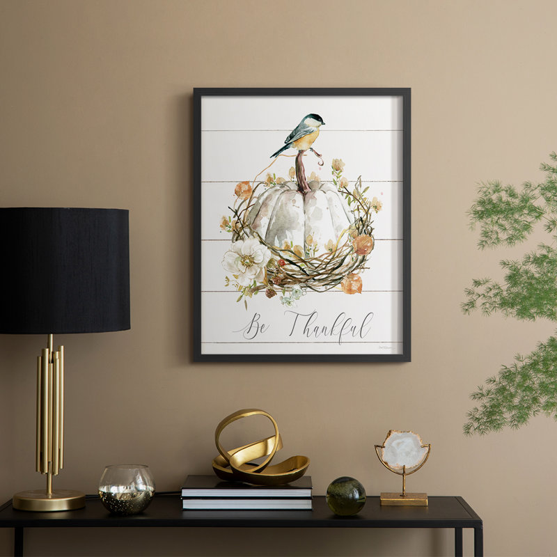 «Be Thankful Bird», reproduction encadrée - bois massif, Noir, noir, noir, noir, H 11 po x l 9 po