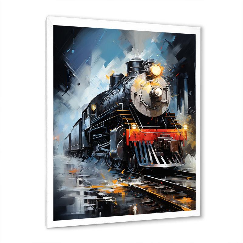 " Abstract Train Fluid Motion ", 20" H x 12" W x 1" D, White Picture Framed