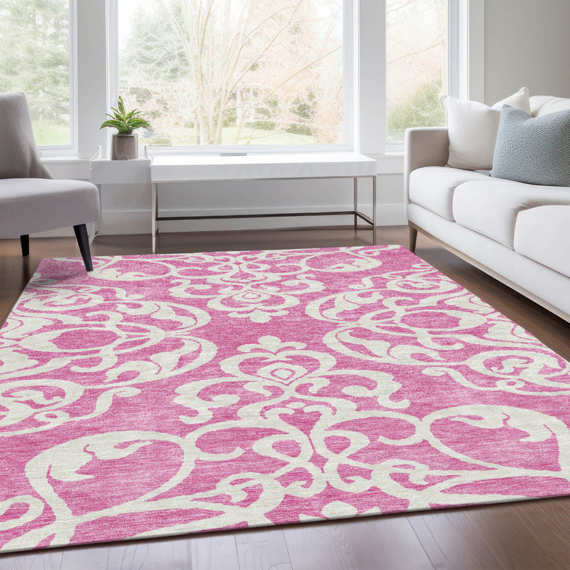 Premium Machine Washable Prisco Blush Rug, Rectangle 10' x 14'