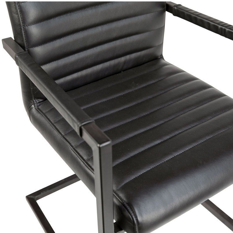 Leather Arm Chair in Black, Black