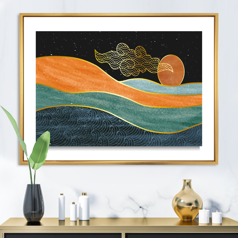 «Abstract Nature Sea Sky Sun Mountain Landscape - Floater Frame», impression sur toile, H 30 po x l 40 po x 1,5 po