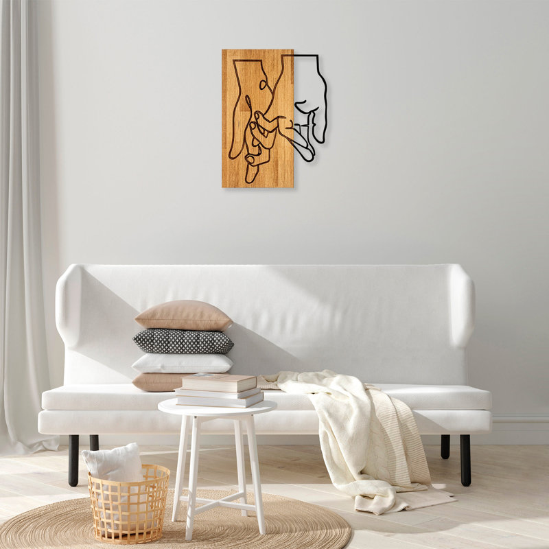 Elegant Decorative Wooden Wall Accessory, Walnut & Black, 17.7 x 22.8 inches | 50% Solid Wood (Thickness: 1.2 inches) & Metal (Thickness: 0.06 inches) | Unique Design, Perfect for Home Décor & Modern Spaces