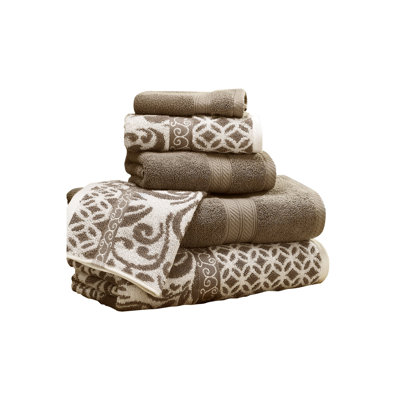 Ensemble de serviettes en jacquard réversible en filigrane de 6 pièces Trefoil Filigree