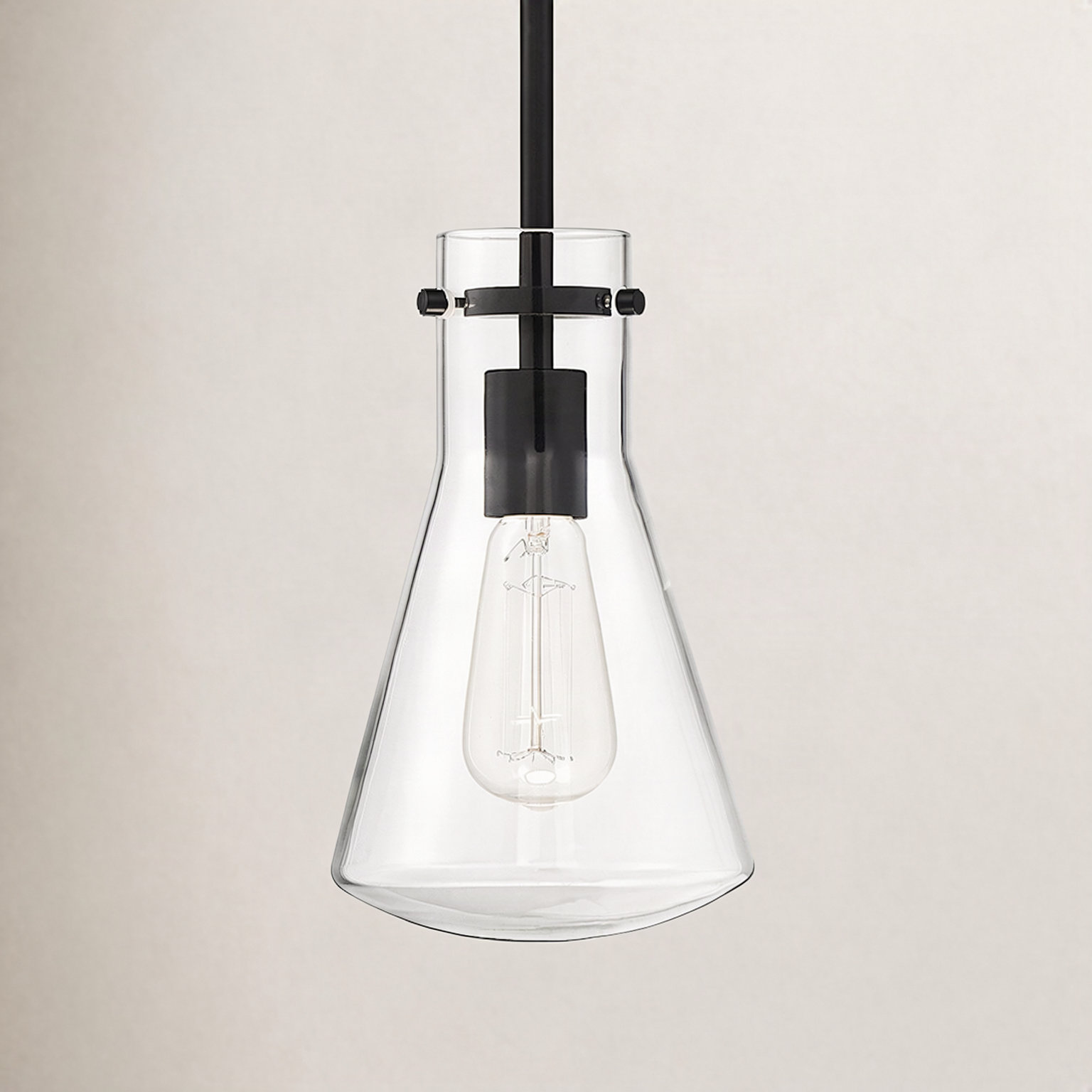 Renata Dimmable Single Light Pendant, Black