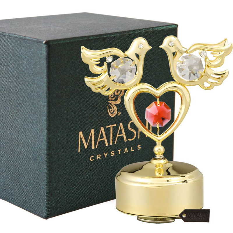 Figurine de boîte musicale colombes small love