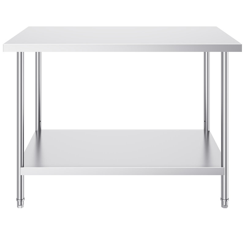 Table de préparation en acier inoxydable table de travail en métal robuste avec 3 niveaux de hauteur réglables