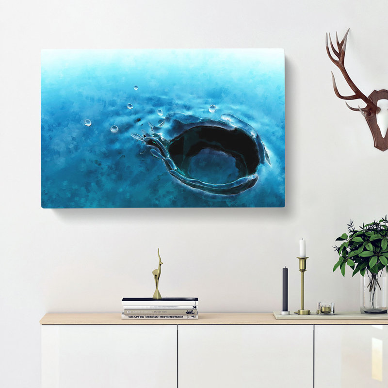Splash Of Water In A Lake Painting - Wrapped Canvas Print, 60cm H x 91cm W x 3cm D