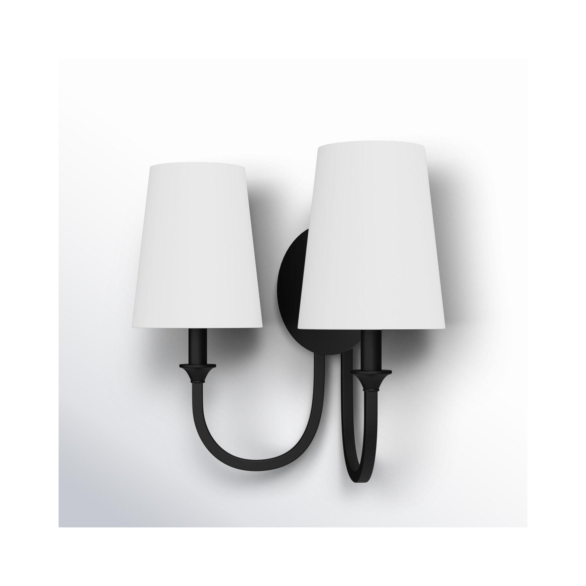 Ikenna 2 Light Dimmable Armed Sconce, Black Forged