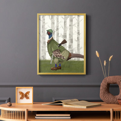 Faisan de tir 1, reproduction encadrée - bois massif