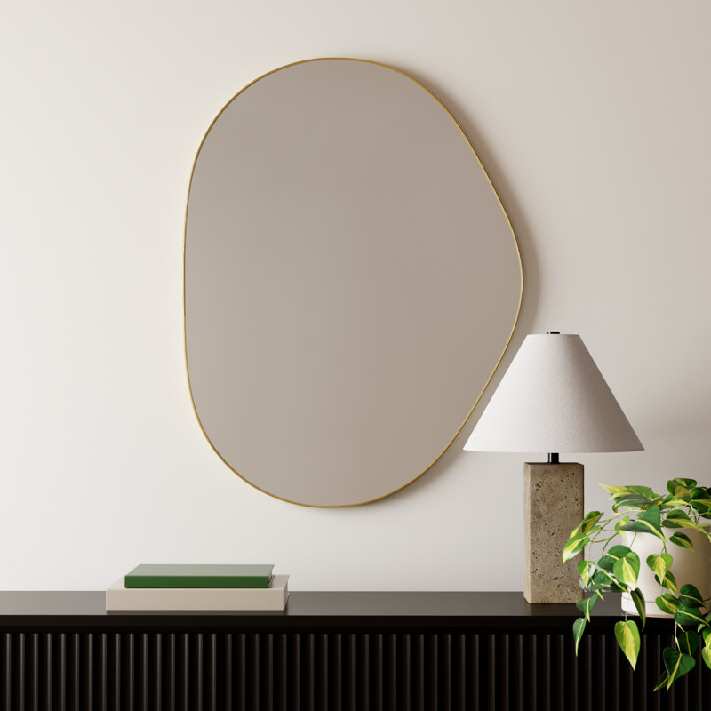 Kest Metal Asymmetrical Wall Mirror, Gold, 40" x 30"