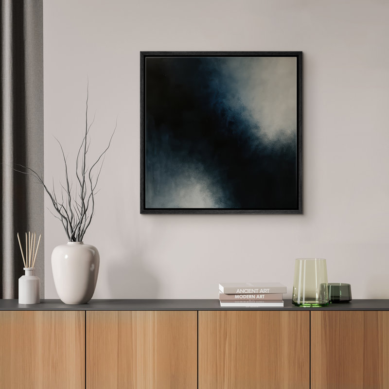 Reproduction d'art abstrait sur toile encadrée pour décoration intérieure moderne, H 24 po x l 24 po, Noir