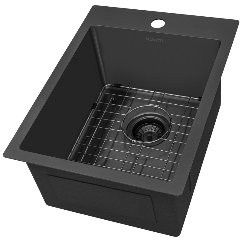 Évier de préparation de bar encastrable Ruvati, Bronze industriel-noir, L 20 po x l 15 po