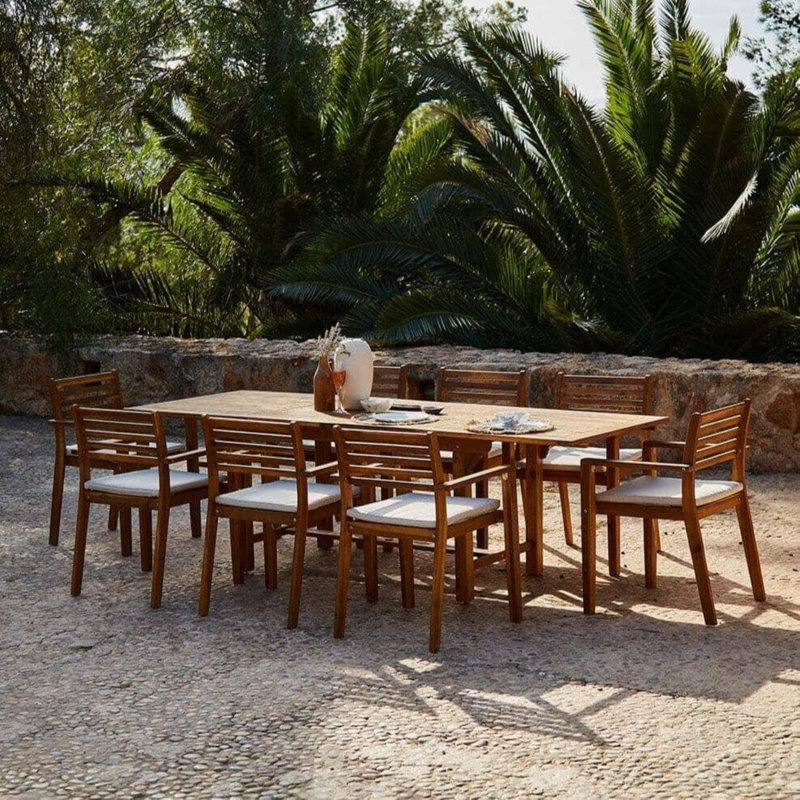 Sirmans 8 - Person Dining Set, Grey Umbrella, 75cm H x 90cm W x 140cm L, With Cushions