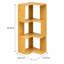 Bibliothèque d'angle modulaire en bambou avec cadre ondulé, rangement ouvert de 2 à 5 niveaux