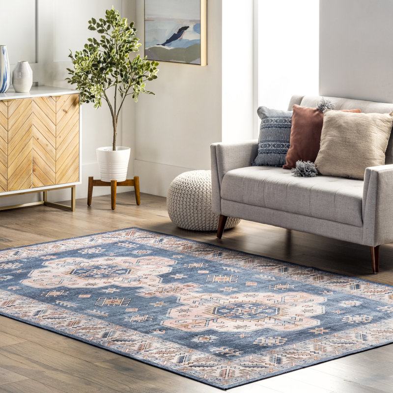 Norma SpinClean Machine Washable Traditional Medallion Area Rug, Rectangular 6' x 9'