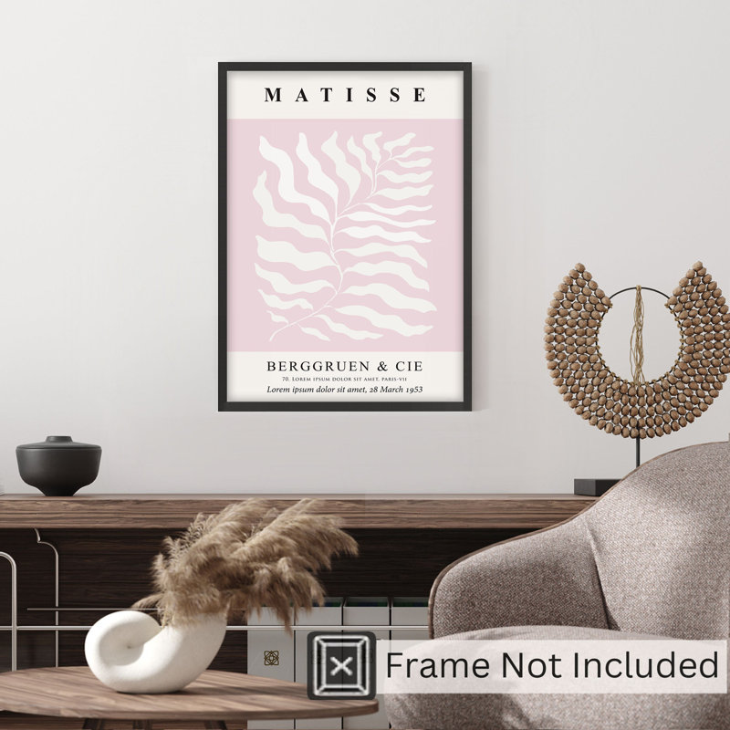 «Botanical Henri Matisse», reproduction d'art moderne rose sans cadre, H 7 po x l 5 po