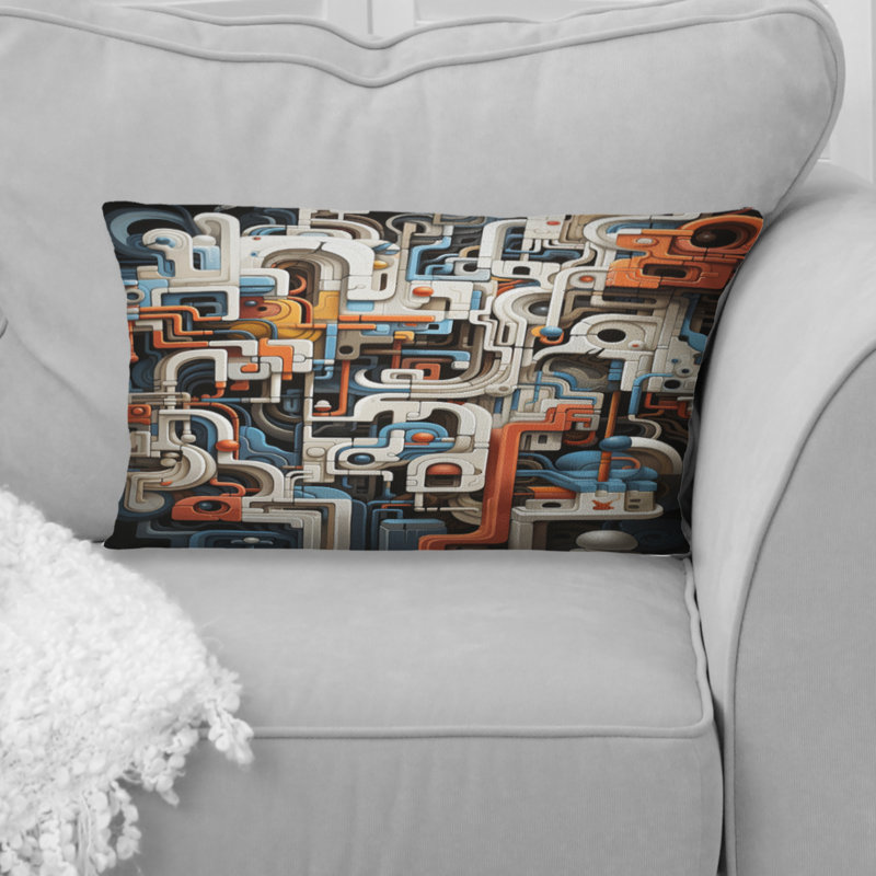 Coussin décoratif noir et blanc Opt Art Illusory Reflections I - Op Art
