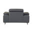 Chaise en cuir véritable gris foncé avec appui-tête réglable-489701043