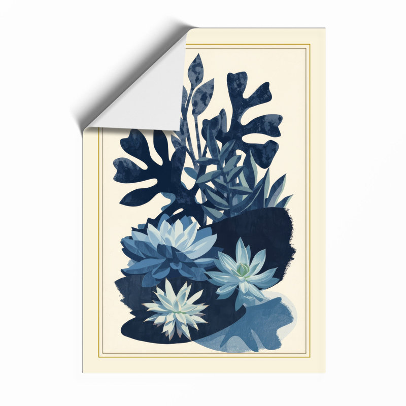 Study in Blue Botanical - Framed Print, A4 - 29.7 x 21.0 cm, Unframed