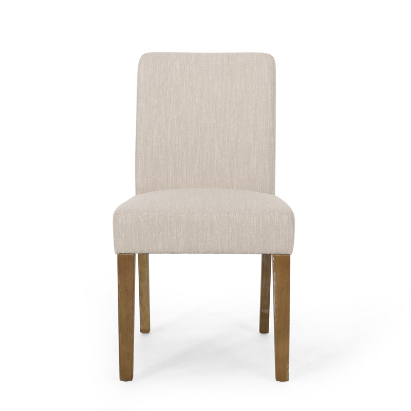 Chaises de salle à manger rembourrées Lira, Tissu sergé beige, Brun patiné