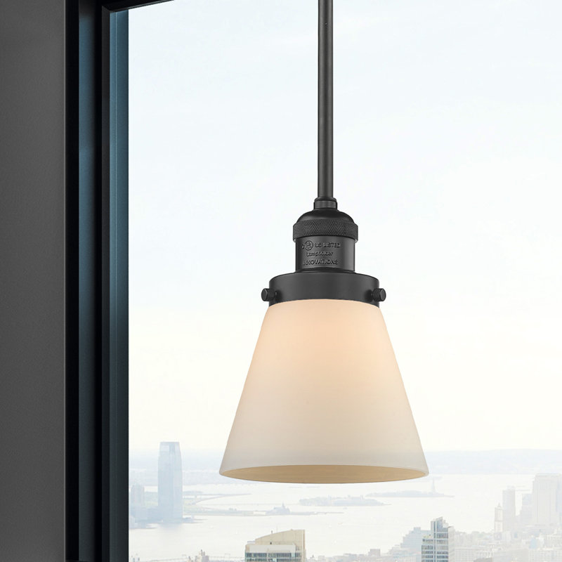 Luminaire suspendu en forme de cloche 1 lumière Hann, Boîtier blanc mat, Ampoule non incluse, Noir mat