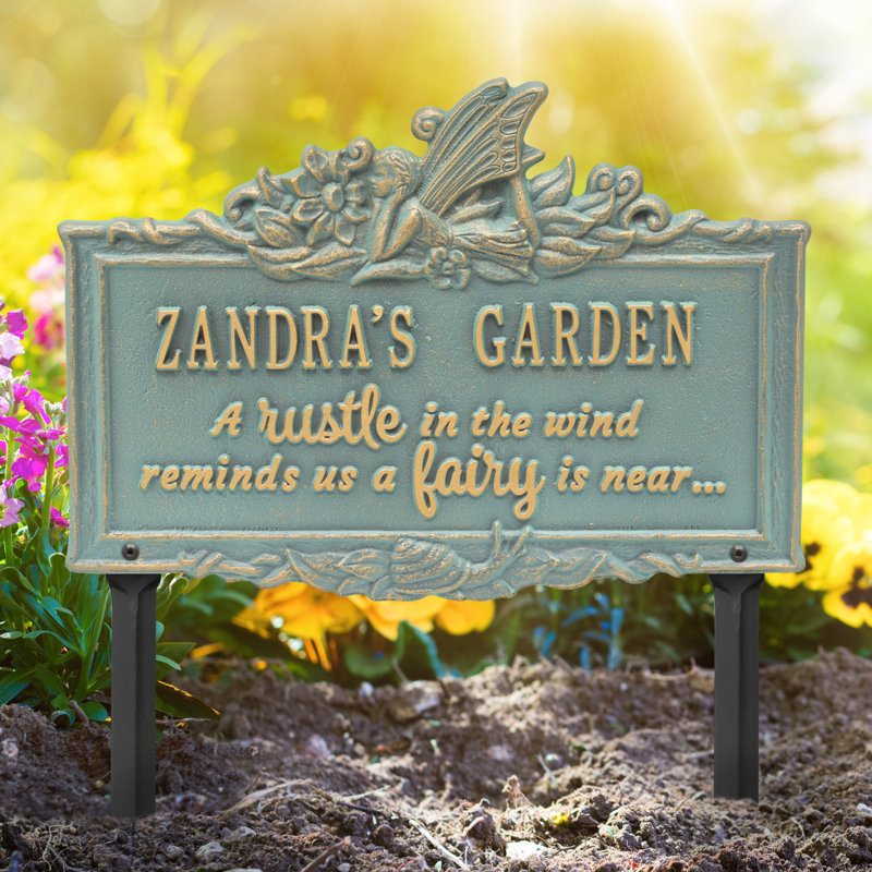 My Fairy Garden Personalized Lawn Plaque, Bronze Verdigris, Yes