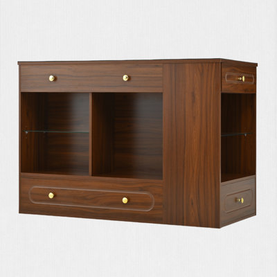Makeup Vanity with Glass Top and Open Shelves by Hokku Designs