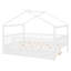 Lit double en bois avec lit gigogne simple, blanc-789874630-789874631