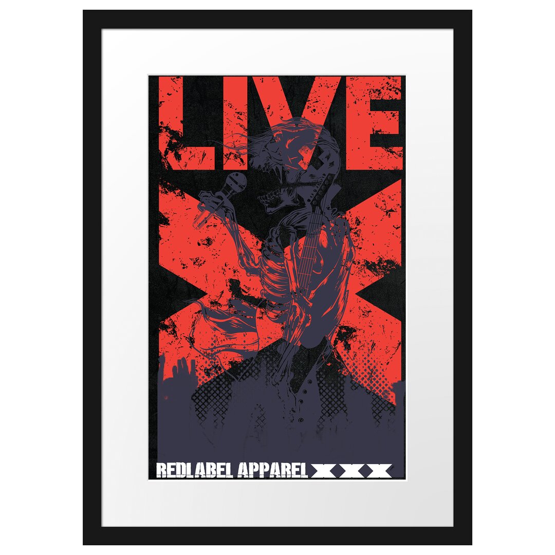 Gerahmtes Poster Live Black