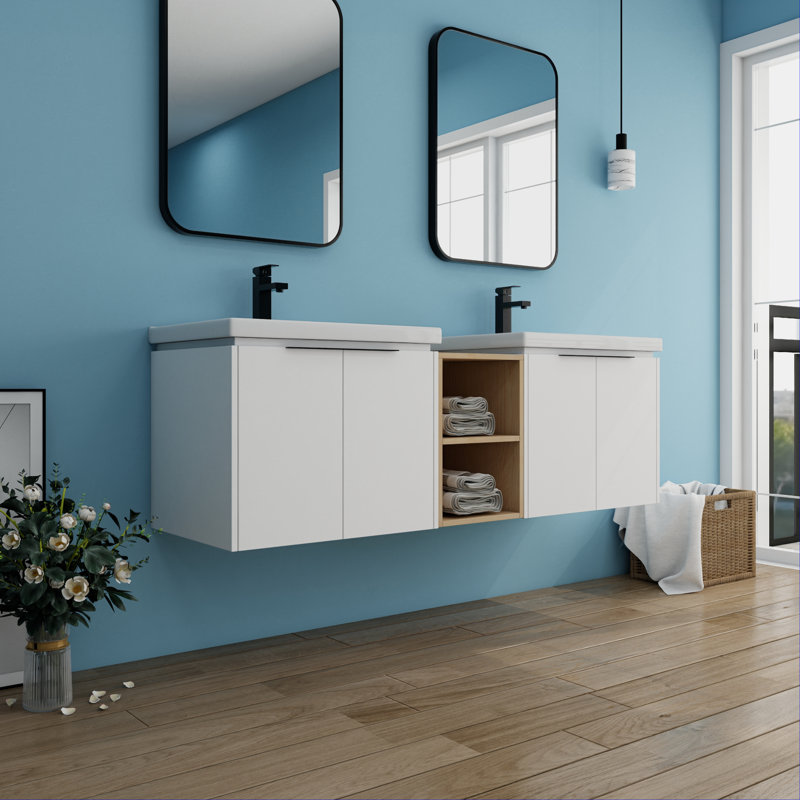Charlayne 60'' Double Bathroom Vanity with Ceramic Top