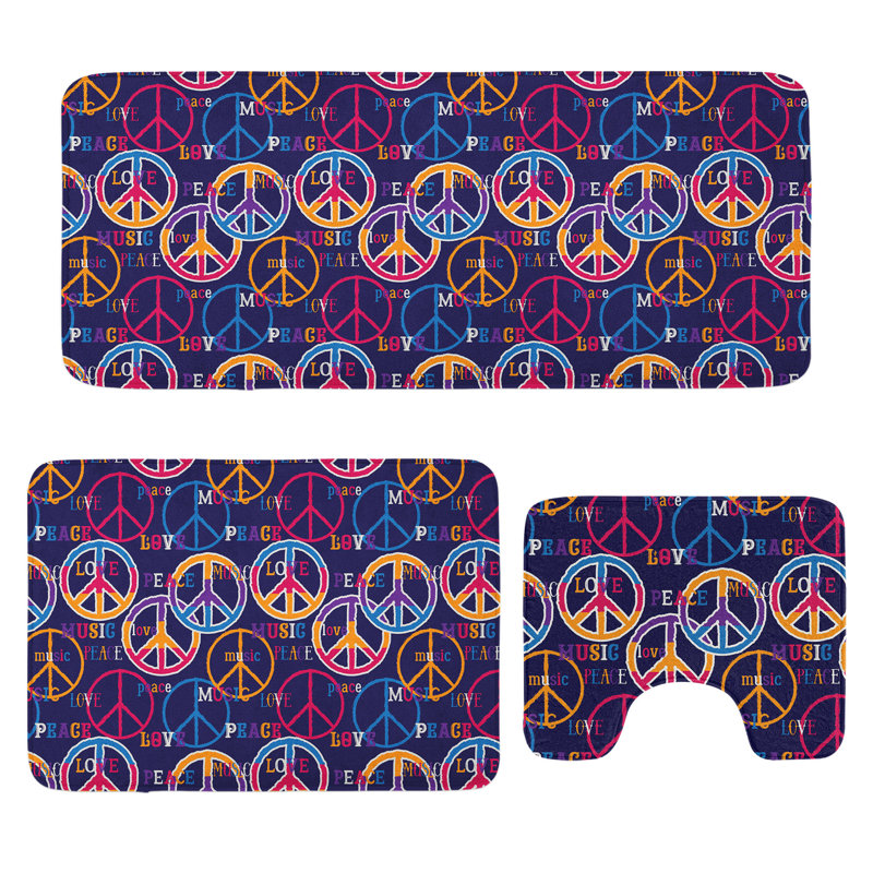  Multicolore ensemble de tapis en U et rectangulaires Hipster
