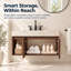 Meuble-lavabo suspendu simple EIDEN 36 po en noyer avec comptoir en pierre frittée couleur crème veinée or-136962231