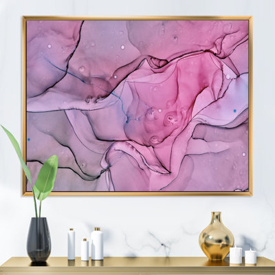 Paysage de marbre rose et mauve - peinture sur toile