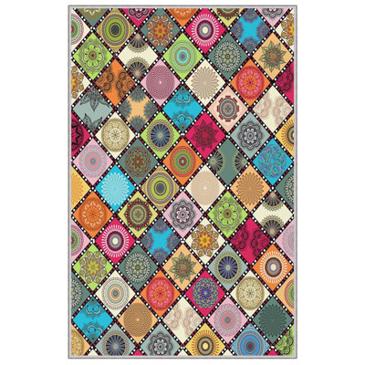 Tapis d'entrée de qualité supérieure (3,3 x 9,8 pi), 100% polyester, hauteur des poils de 8 mm | Antibactérien, antidérapant à pois en PVC, 650 gr / m² | Lavable à la machine, impression numérique 3D | Idéal pour le salon et les entrées, concep
