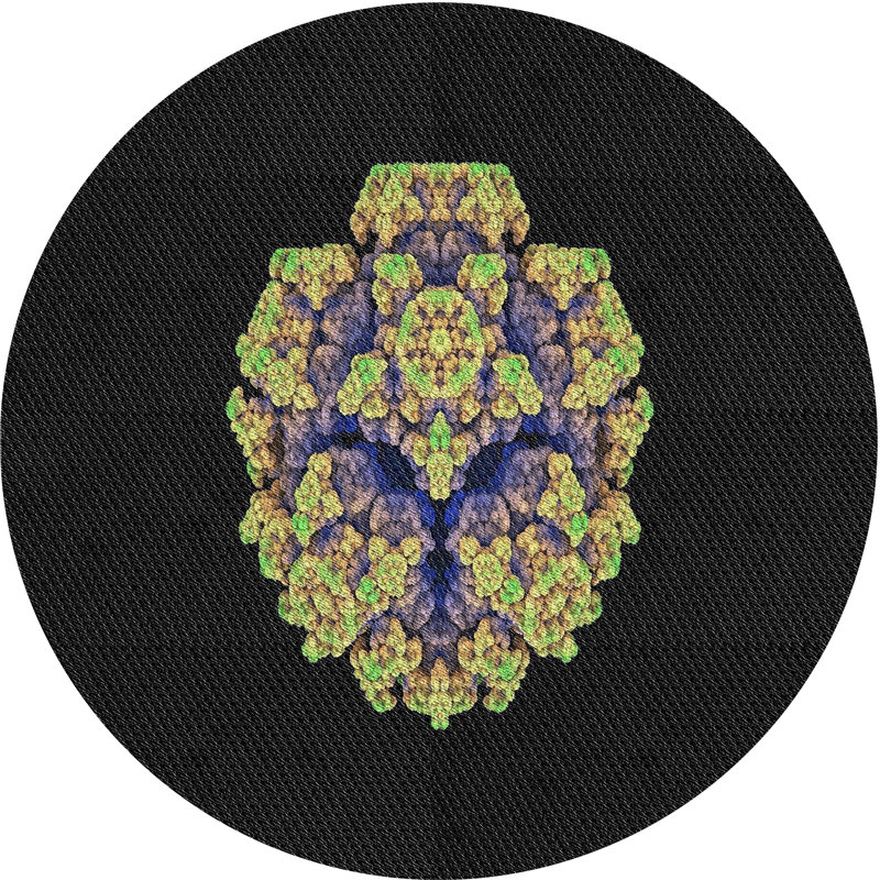 Tapis noir/vert/bleu, Rond 5 pi