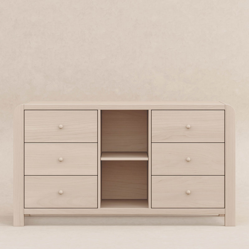 TipToe 6-Drawer Assembled Dresser with Cubbies, Washed Natural