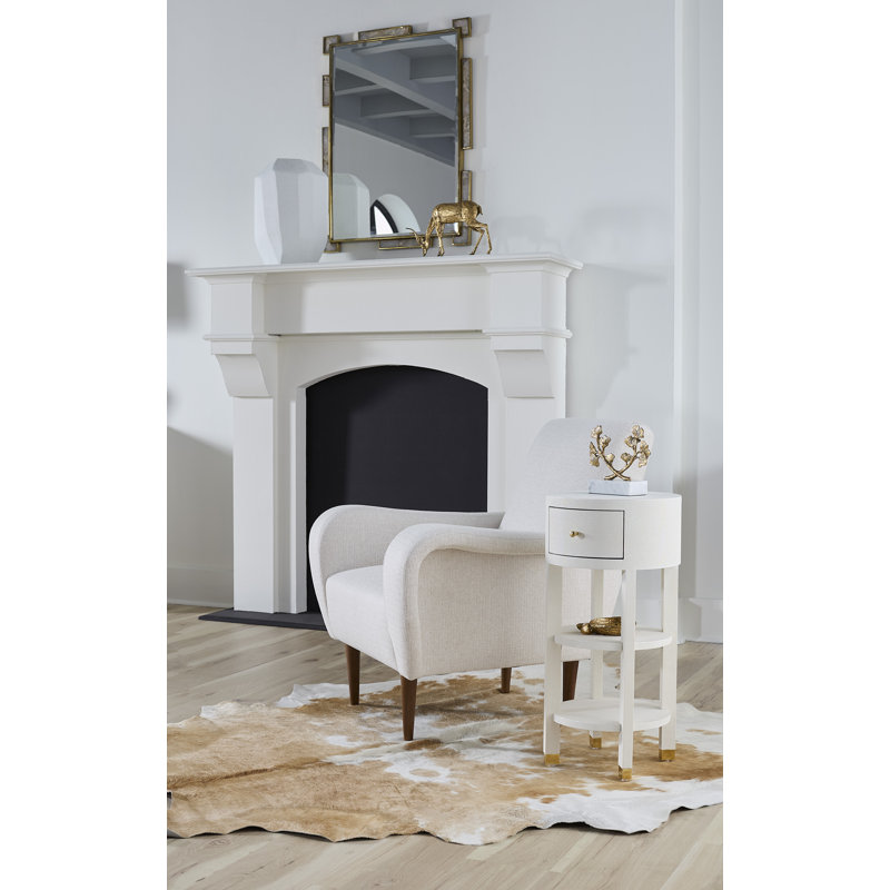 Claudette End Table, White, Natural