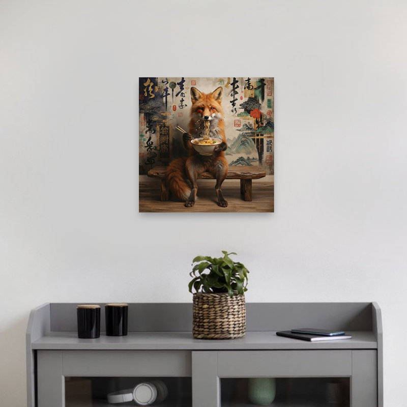 «Foxy Noodles Contemporary Fox Forest», reproduction d'art murale, H 18 po x l 18 po