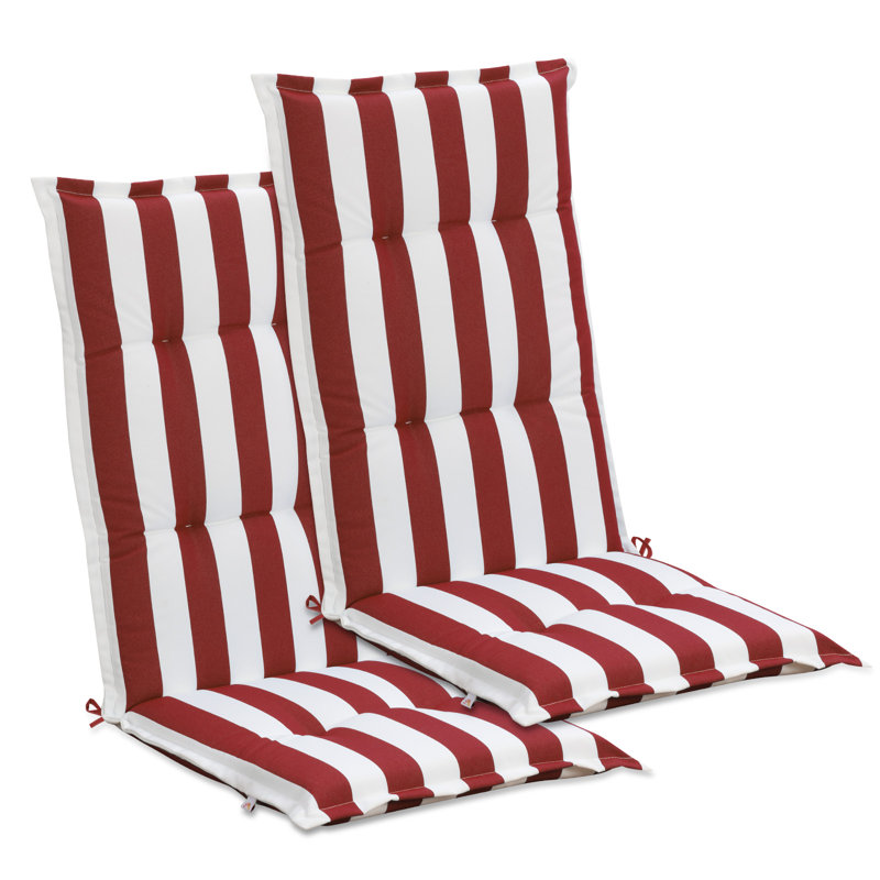  High Back Tufted Patio Chair Cushions Set of 2, Red , 20.5" W x 18.5" D