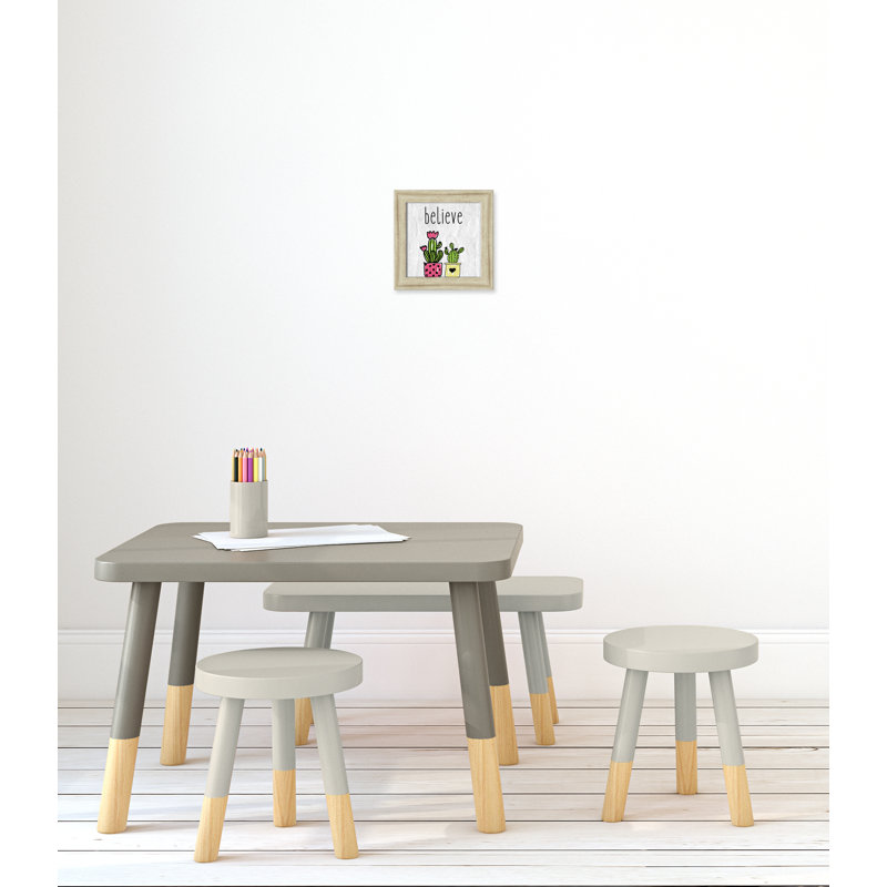 Cactus B, art encadré, H 8 po x l 8 po x P 0,6 po, Beige Flat Framed