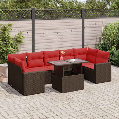 Wicker 7 - Person Garden Lounge Set with Cushions