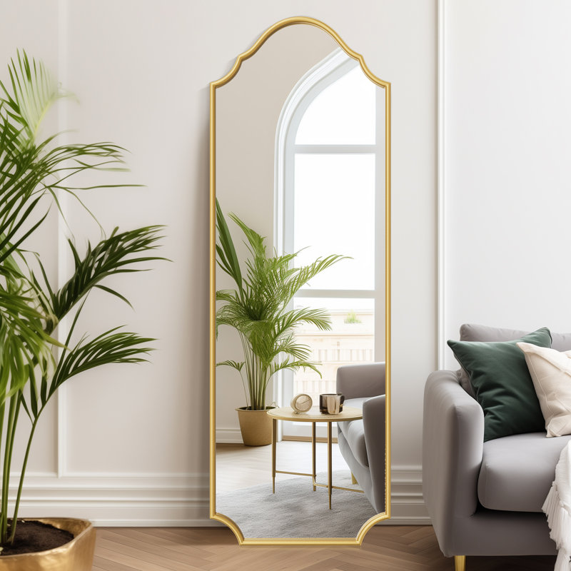 Miroir rectangulaire en métal, Doré, 65 po x 22 po
