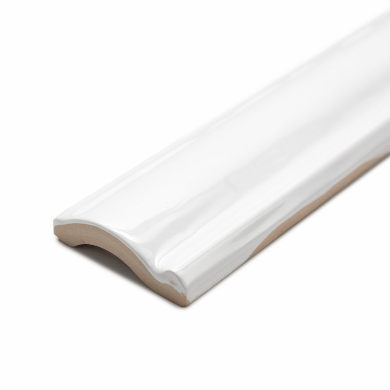 Chelsea 10" x 2" Ceramic Chair Rail Tile Trim, Blanco