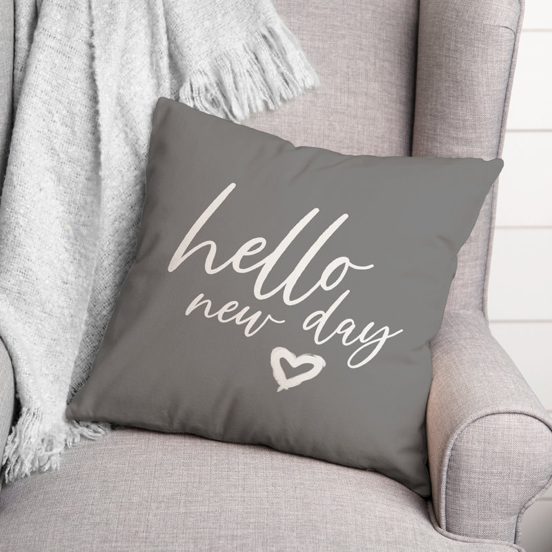Outdoor Reversible Throw Pillow, 18" H x 18" W, Gray