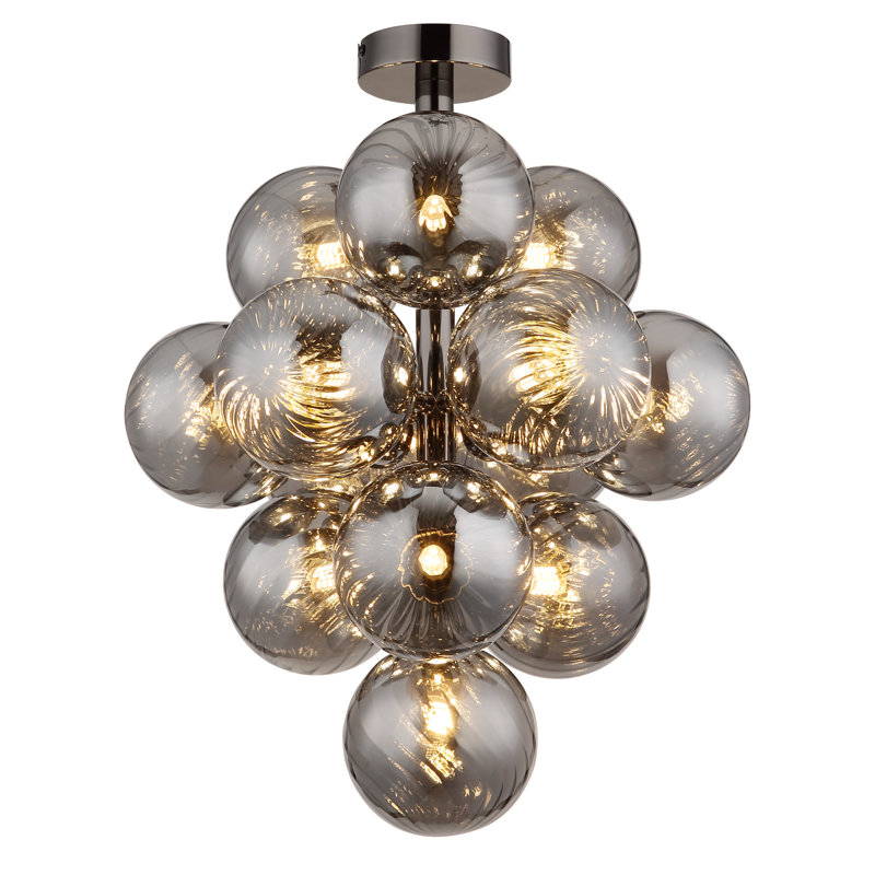 Deani Flush Mount, Smoke -colored/Matt black/Chrome
