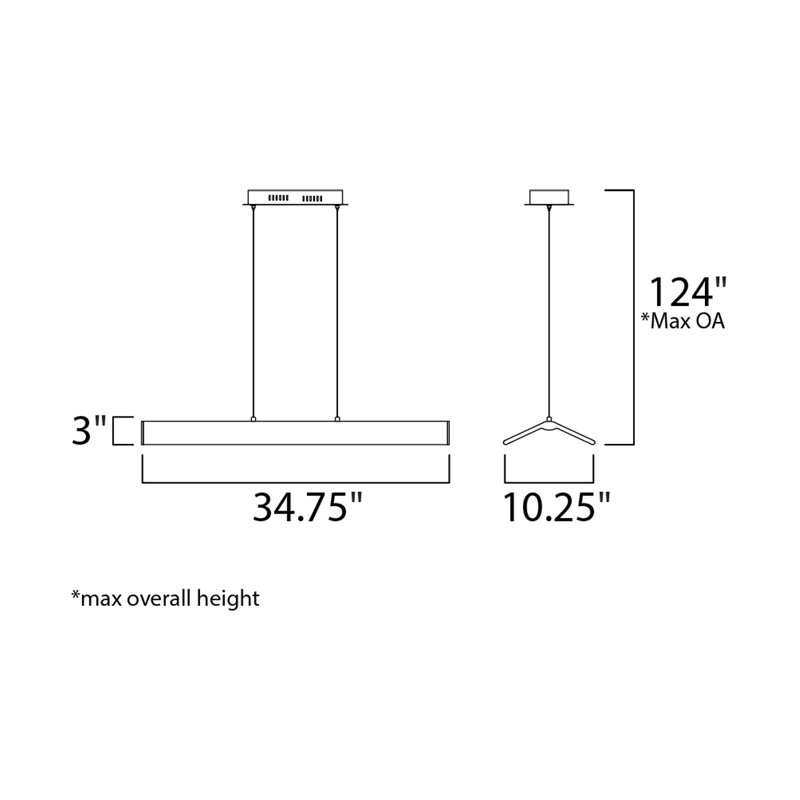 Luminaire suspendu géométrique à del unique/à 1 lumière Mershon, H 124 po x l 44,5 po x P 10,25 po
