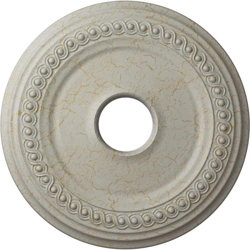 Médaillon de plafond classique H 18 5/8 po x l 18 5/8 po x P 1 1/8 po, Pot de crème craquelé