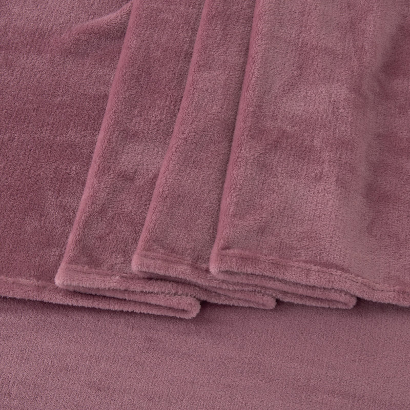 Queen Rose Velvet Plush Microfiber Deep Pocket Sheet Set